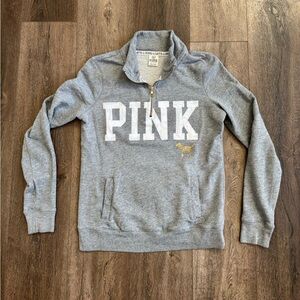 Victoria's Secret PINK Gray 1/4 Zip Sweatshirt, women’s size XS